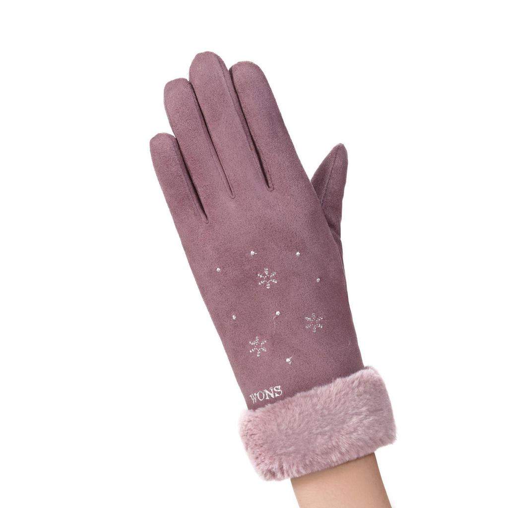 Women's Winter Warm Gloves Suede Gloves Winter Outdoor Cycling Touch Screen Padded Thickening Gloves