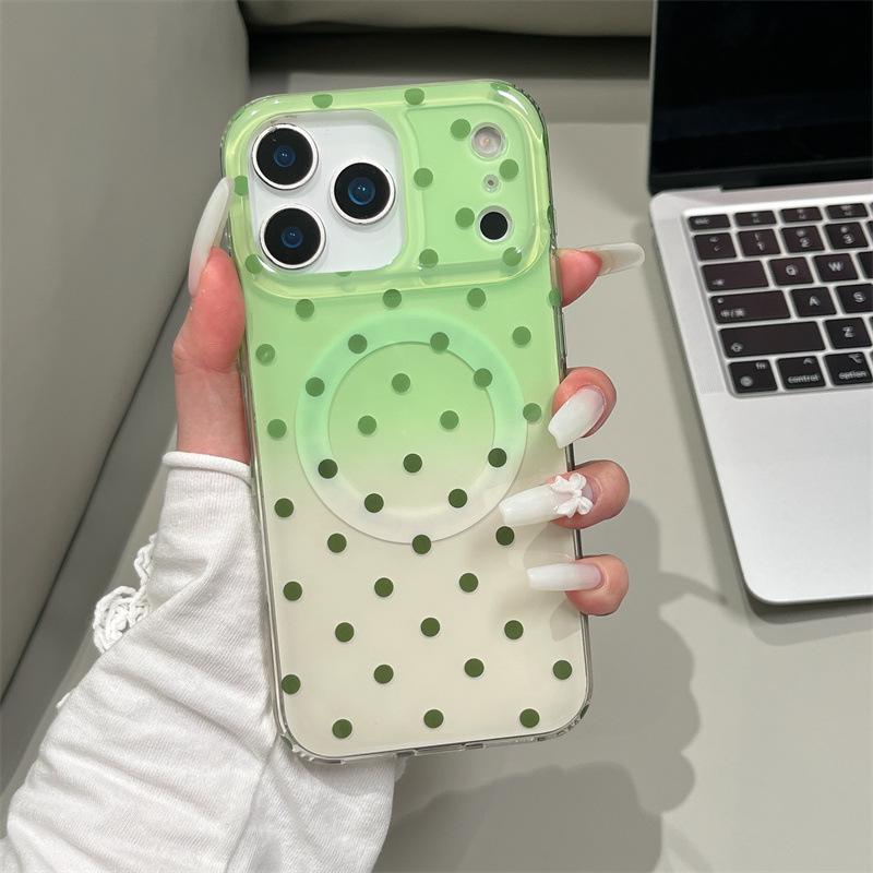 iPhone 17 Pro Max Gradient Polka Dot Magnetic Case with Drop Protection, Compatible with 15/16, Double Layer for 13/14