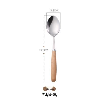 Wooden Handle Stainless Steel Tableware Set