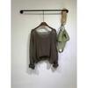 C S In The Room  Free  Wide neCk meSh Long Sleeve Knit StrIng Top Set 4ColorS