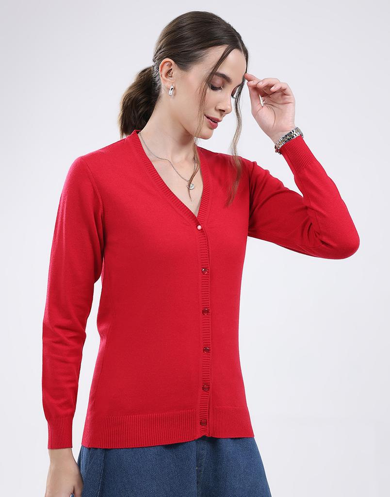 MONTE CARLO Women's V Neck Full Sleeve Cardigan