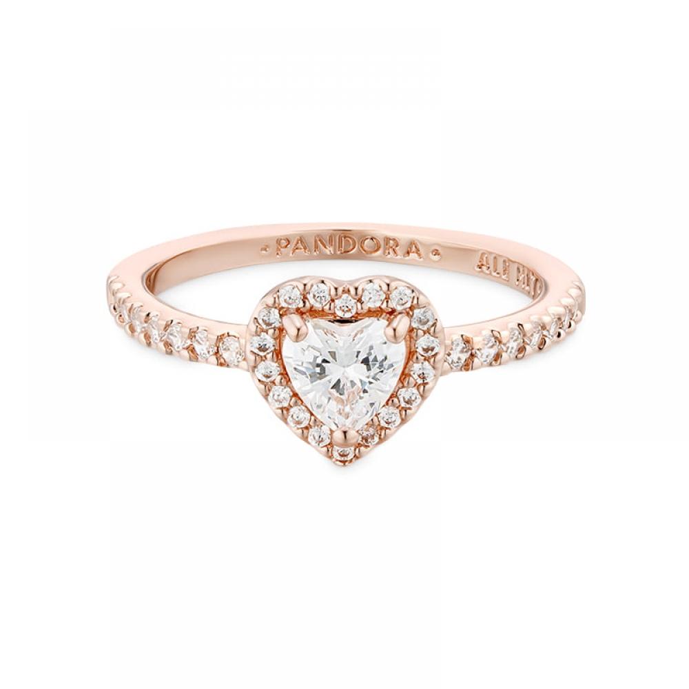 Pandora 188421c02 Timeless Sparkling Clear Elevated Heart Rose Ring