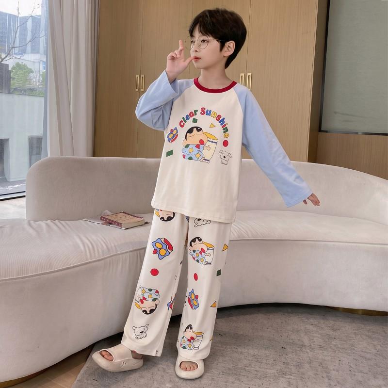 Jungen Baumwoll-Pyjama-Set Langarm Cartoon-Print Nachtwäsche Kinder Teenager 8 Jahre