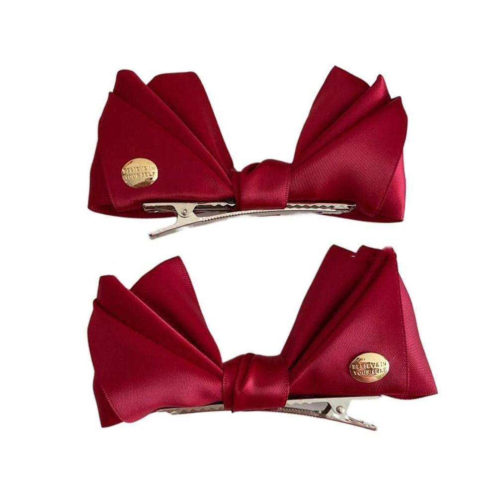 

Сатин для женщин головной убор корейский стиль заколка для волос аксессуары для волос бант заколка для волос женские заколки вино красного