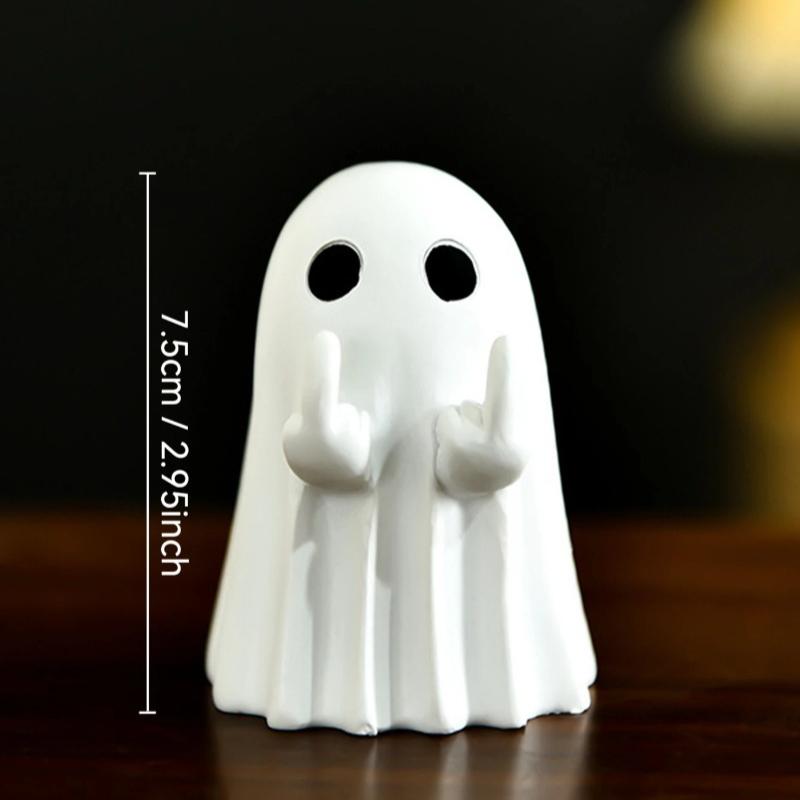 Ornaments Halloween Ghost Figure Middle Finger Creative Cute Little Ghost Decorative Resin Crafts Home Ornaments