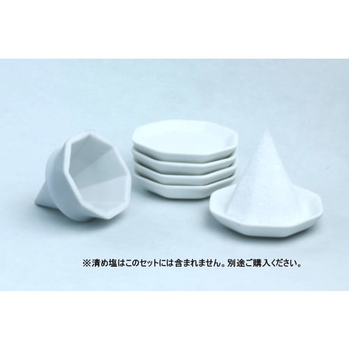 Moa Feteli Morishio Set for Good Luck Made in Japan Small Unglazed Octagonal Morishio Set (Includes 5 Unglazed Octagonal Plates + Morishio Consolida