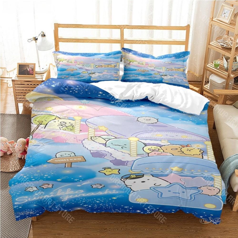 3D Print Sumikko Gurashi Cute Cartoon Bedding Set for Boys Girls Duvet Cover Pillowcase Twin Queen King Full Single Double Sizes