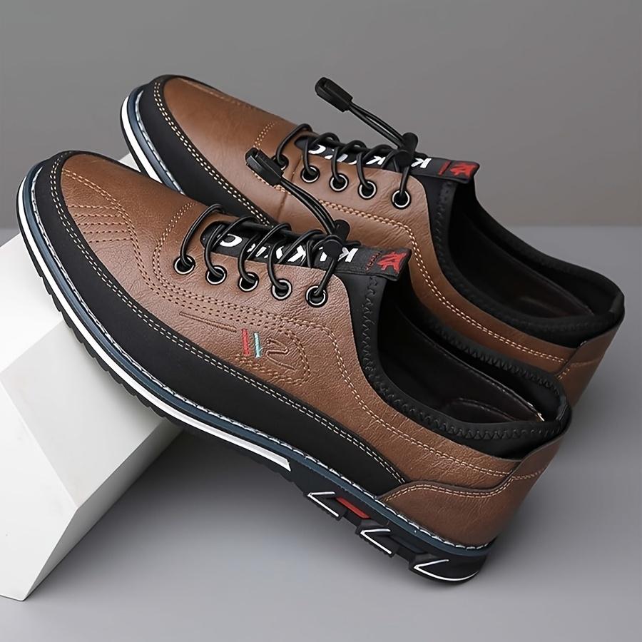 Men'S Plus Size Color Block Dress Shoes - Breathable Non-Slip Rubber Sole, Stylish Lace-Up Design for Business & Casual Wear, Comfortable EVA Insole