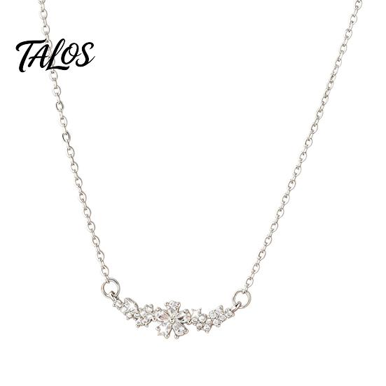 Elegant Neck Decoration 5 Petal Flower Zirconia Necklace, Minimalist Light Luxury Skin Friendly Alloy Necklace Choker for Women, Dainty Chain Layering