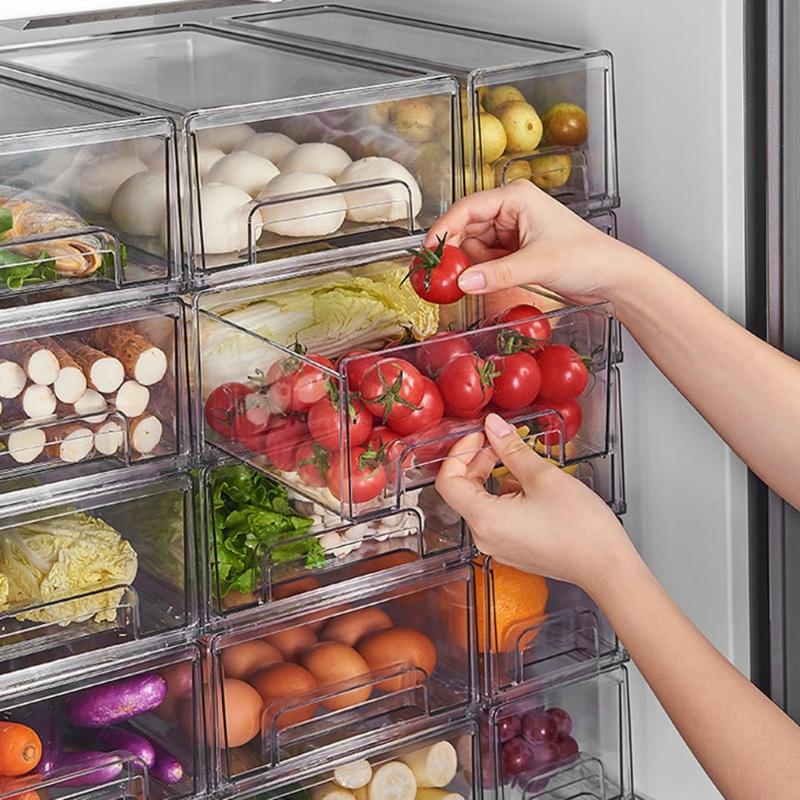 Practical Refrigerator Organizers Sealed Drawer Food Container with Lid Transparent Freezer Storage Box Kitchen Supplies