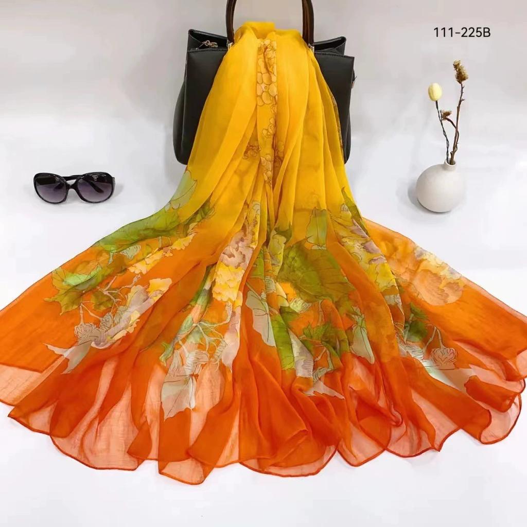 Silk Scarf Women Hijab Pashmina Long Beach Stoles Shawl Wrap Headbands Spring Warm Scarves Bandana Ladies Neckscarf Foulard