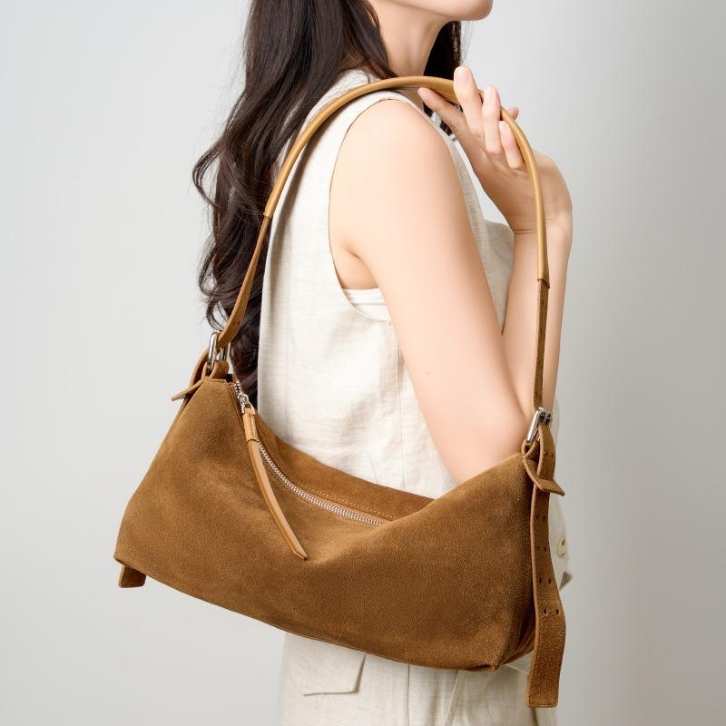 Borsa a tracolla da donna in pelle scamosciata portatile da pendolarismo da donna nuova borsa a spalla di nicchia borsa da sottoascellare