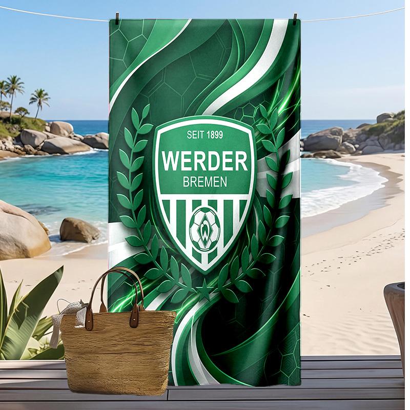 Asciugamano da Spiaggia con Stampa Calcio Werder Bremen, Asciugamano Grande Morbido ad Asciugatura Rapida per Spiaggia Campeggio Nuoto
