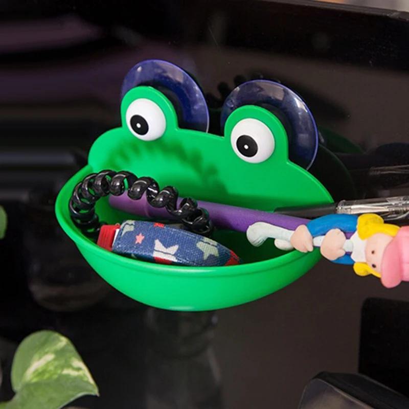 Creative Frog Soapbox Soap Holder Suction Cup Durable Shower Wall Bathroom Soap Drain Water Case For Dishes Pads Soap Container