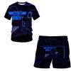 3D-Druck übergroßes modisches T-Shirt-Shorts-Set Harajuku Freizeit reifer Kurzarmanzug Mobile Technologie Zweiteiliges Set