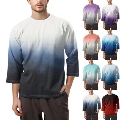 Men's Fashion Printed Round Neck 3/4 Sleeve Tops T-Shirt