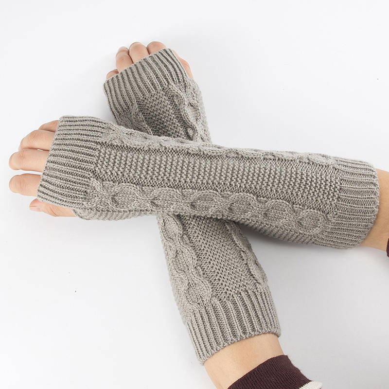Knitted Long Fingerless Mittens Glove Arm Warmer Stretchy Mitten Unisex Crochet Half Finger Long Gloves Hot Selling