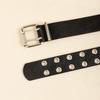 Round Eyelet Gothic Leather Belt Transparent Double Pin Buckle Waistband Rivet Belts  Men Women