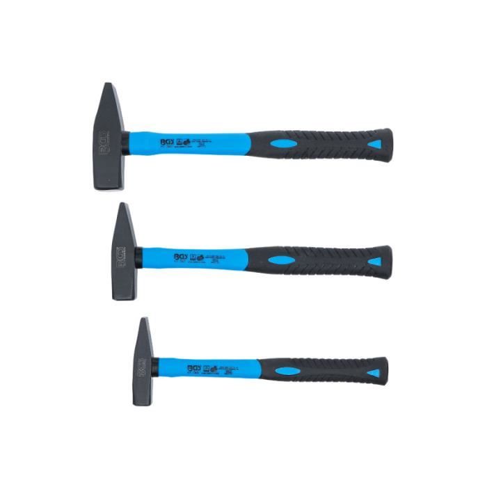Jeu de 3 marteaux mécanicien bgs technic - 300g / 500g / 800g - marteau de mécanicien - fibre de verre - bleu