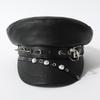 Leather Rivet Show Navy Hat Skinny Cap Niche Punk Hip Hop Beret