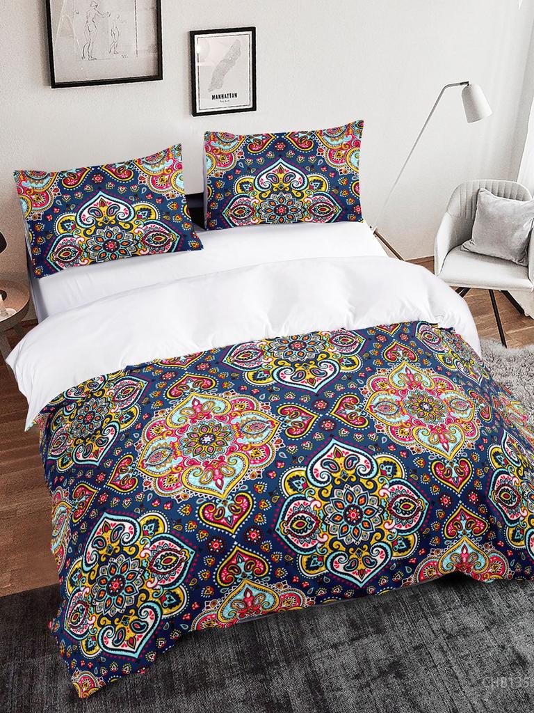 Simple And Fresh Three-Piece Set Thousand Birds Plaid Kit Quilt Cover Bedding