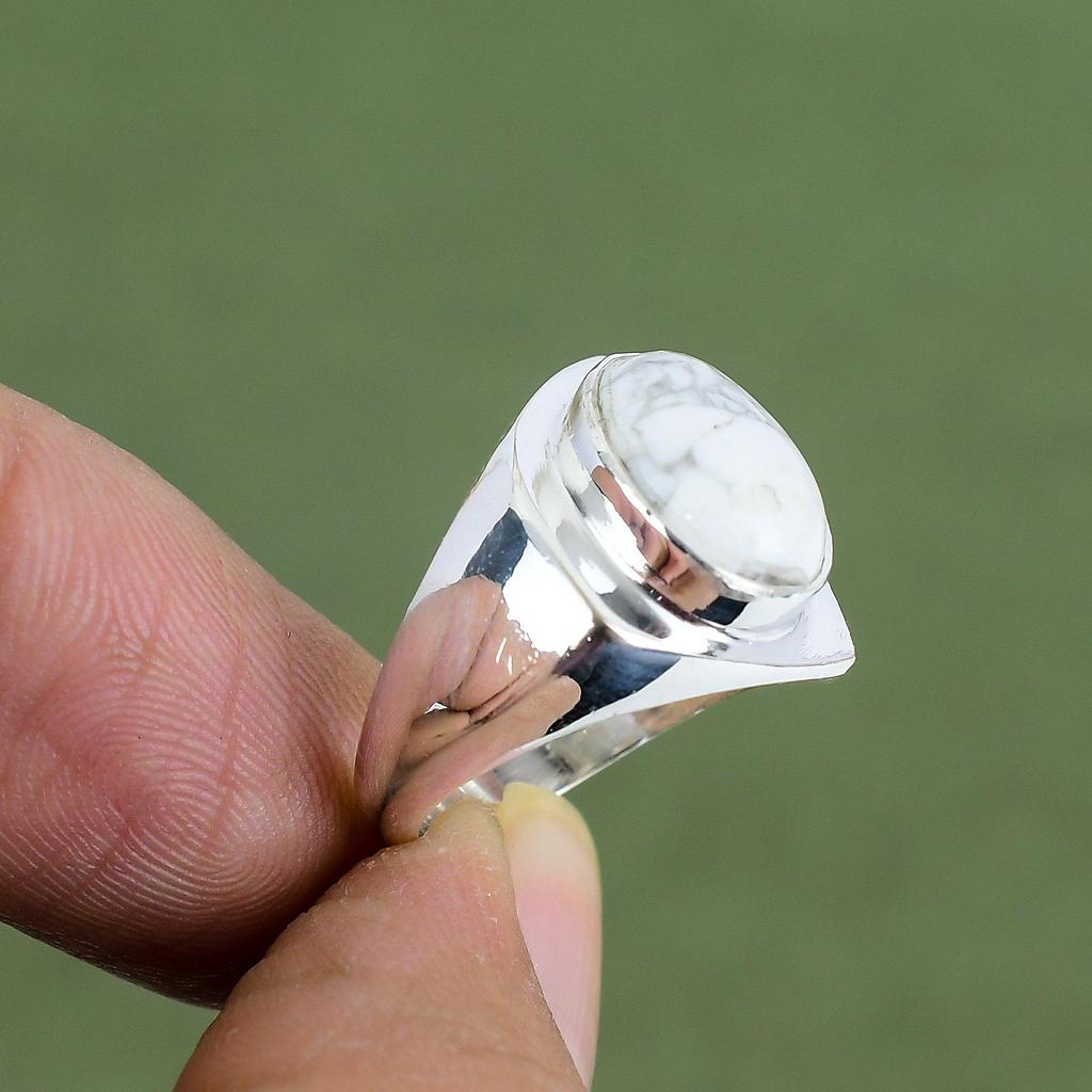 Howlith Ring 925 Sterling Silber Ring Echter Edelstein Schmuck Erstaunlicher Ring Handgefertigt Brandneuer Schmuck Jahrestag Geschenke Erhältlich in Ringgröße