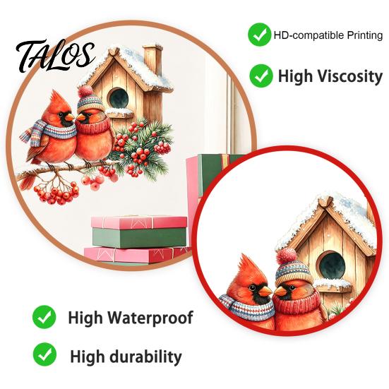Creative Holiday Window Stickers Christmas Bird Wall Sticker, Watercolor PVC Decal, Waterproof Winter Decorative Decals Theme Cling for Glass
