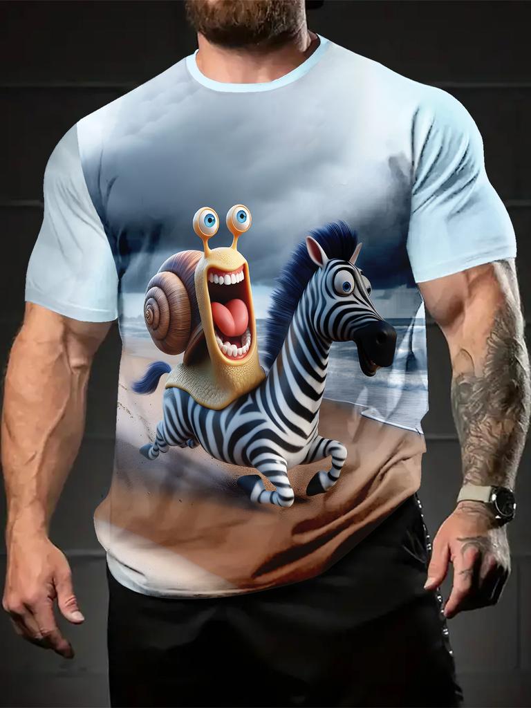 Fashionable and Fun Animal Cat Pattern Men's 3D Printed T-shirt with Oversized Short Sleeved Round Neck Casual Men's and Women's Clothing