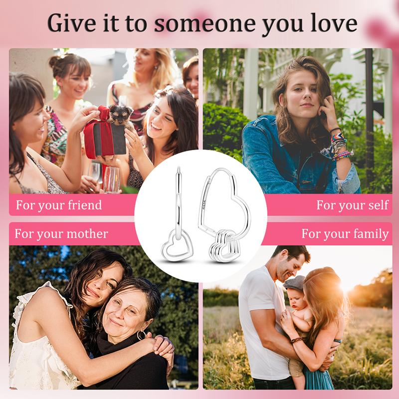 Woman Hoop Earrings 925 Silver Infinite Love Heart-Shaped Earrings For Women Earrings Jewelry Gifts