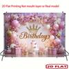 Dwuwymiarowy Różowo-Złoty Baner Tło na Urodziny Księżniczki Korona Kwiat Różany Dekoracja Tła Imprezy Happy Birthday