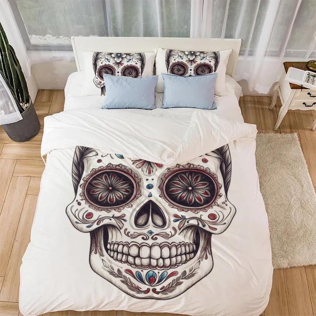 Skull Comforter Covers Printed Duvet Cover Bedding Set Suitable Children'S Kids And Adults Warm Soft Breathable And Comfortable