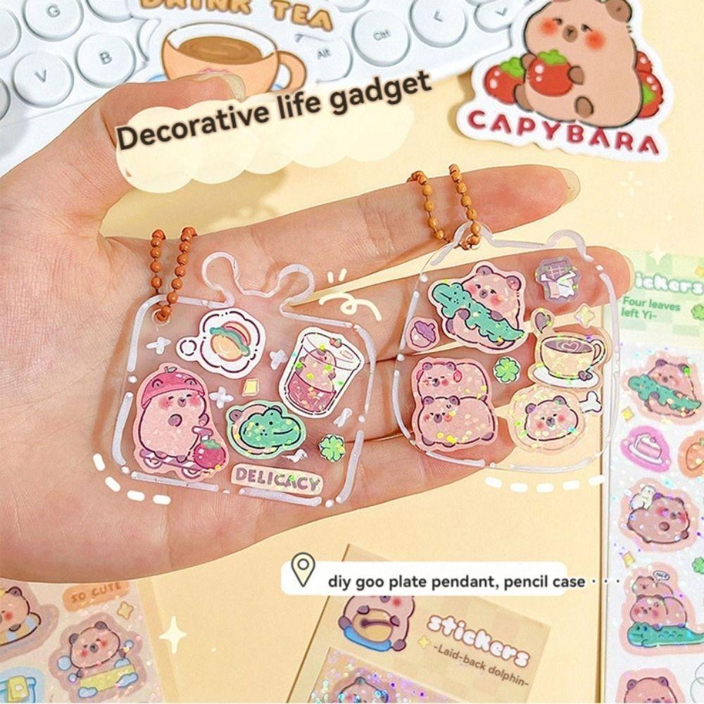 DIY Capybara Cartoon Stickers Glitter Water Bottle Decor New Mug Decorative Decals Girls