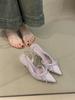 Niche temperament socialite Baotou high-heeled sandals women 2025 new pointed pleated shallow single shoes women