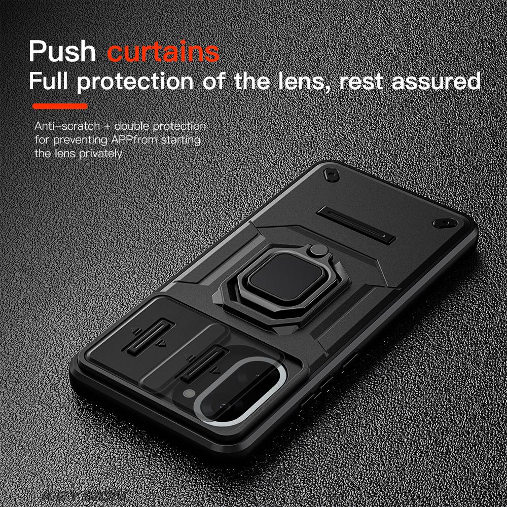 KEYSION Shockproof Case for OnePlus Nord CE5 5G Slide Camera Protection Metal Ring Stand Phone Cover for One Plus 1+ Nord CE 5