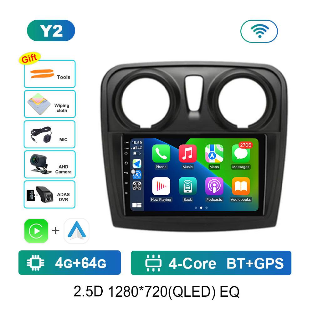 For Renault Logan 2 Sandero 2 2012 - 2019 DSP Stereo Car Radio Multimedia Player Android 14 2.5 D Screen GPS Navi WiFi Head Unit