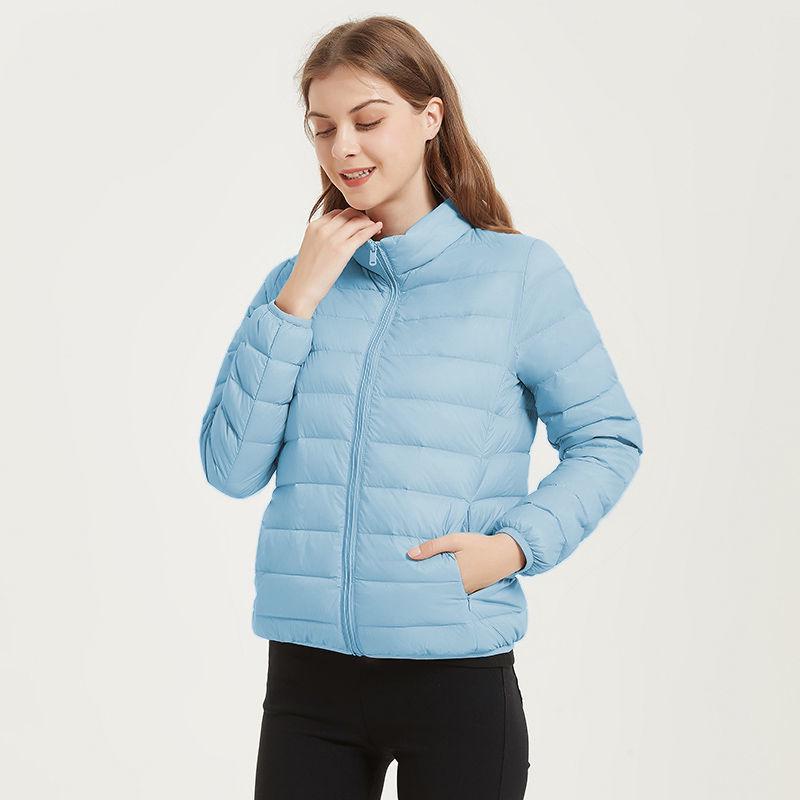 2023 Women's Short White Duck Down Jacket - Lightweight, Hooded, Korean Style, Autumn/Winter, Loose Fit, Stand-up Collar.