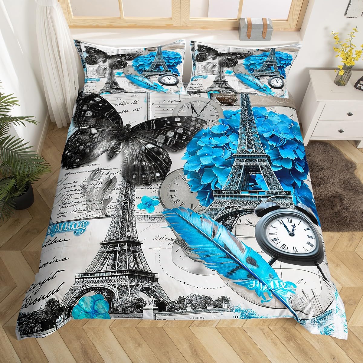 

Comforter Blue Flowers S For Kids Teens Adults Queen King Lightweight With 2 S Nature Themed Bedding Sets Comforter (quilt)-EU Single(135*200cm)3pcs