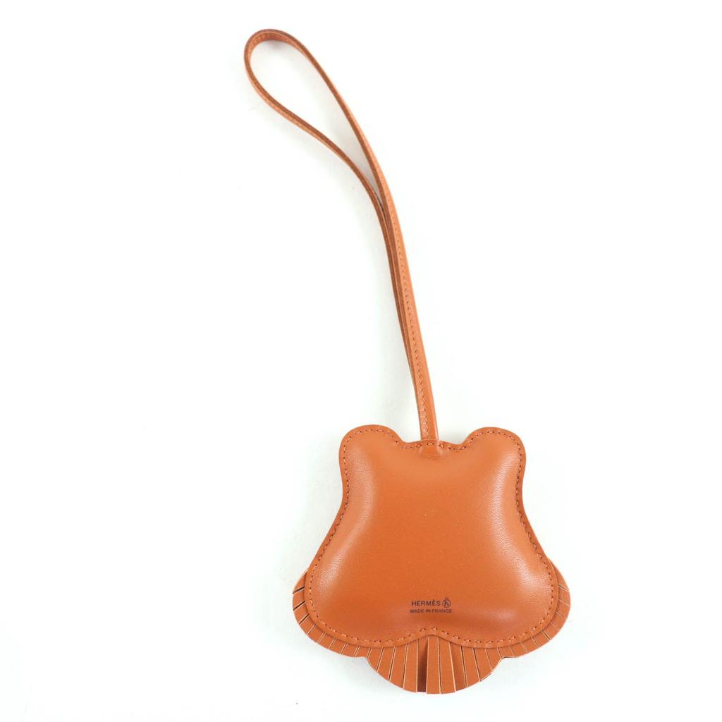 Pristine HERMES Bag charm Charm Petite Tiger Tiger Brown leather Women Used