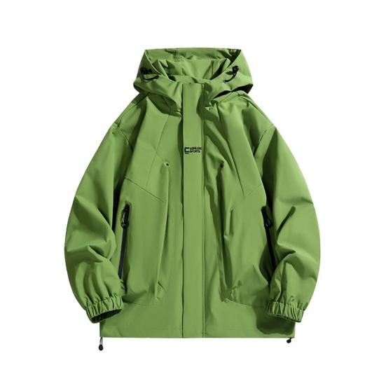 Couple Waterproof Jacket Hooded Long Sleeve Spring Autumn Casual Jacket with Pockets Solid Color Outdoor Travel Outerwear