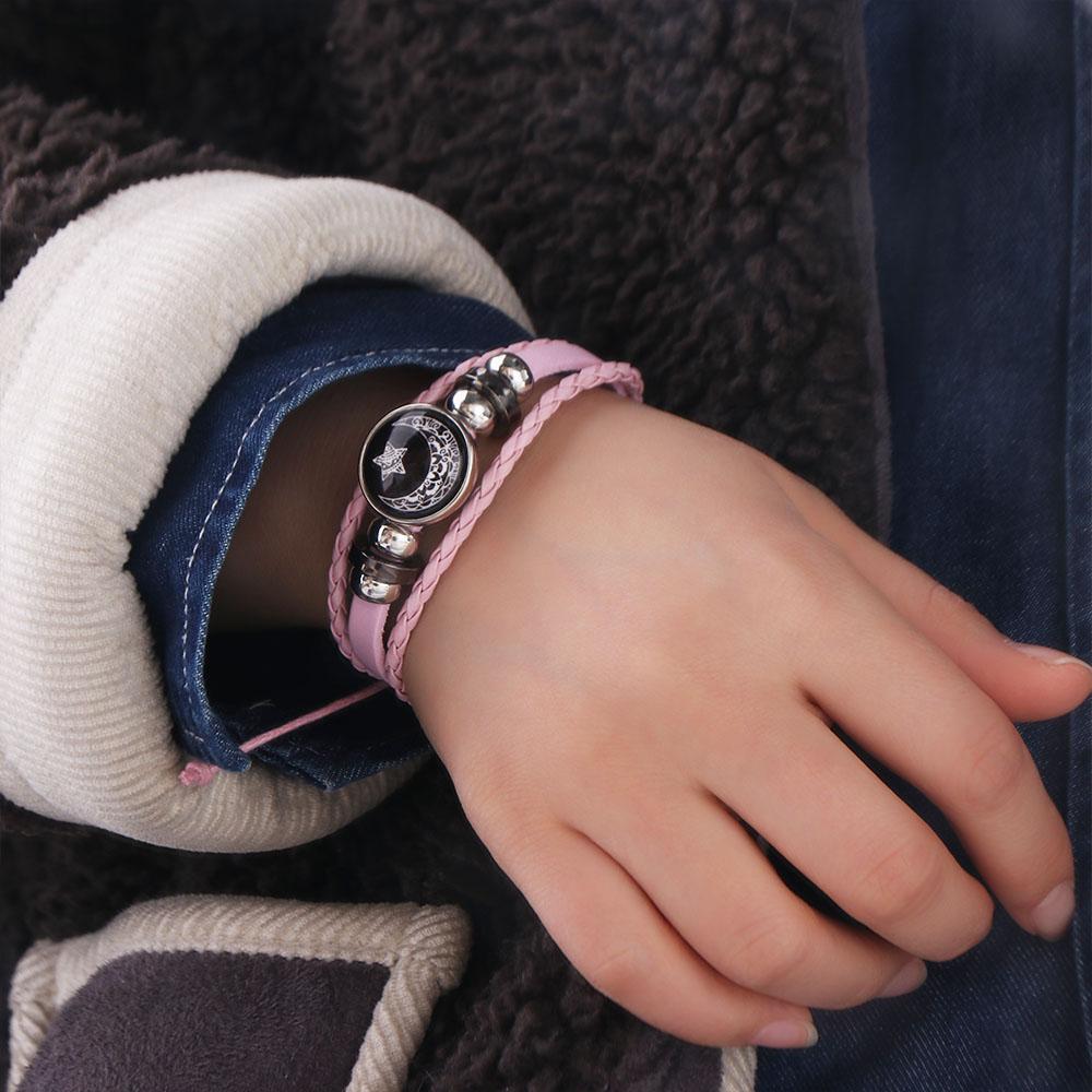 

Luminous Couple Bracelet Three-layer Bead Woven Bracelet Punk Leather Bracelet Couple Luminous