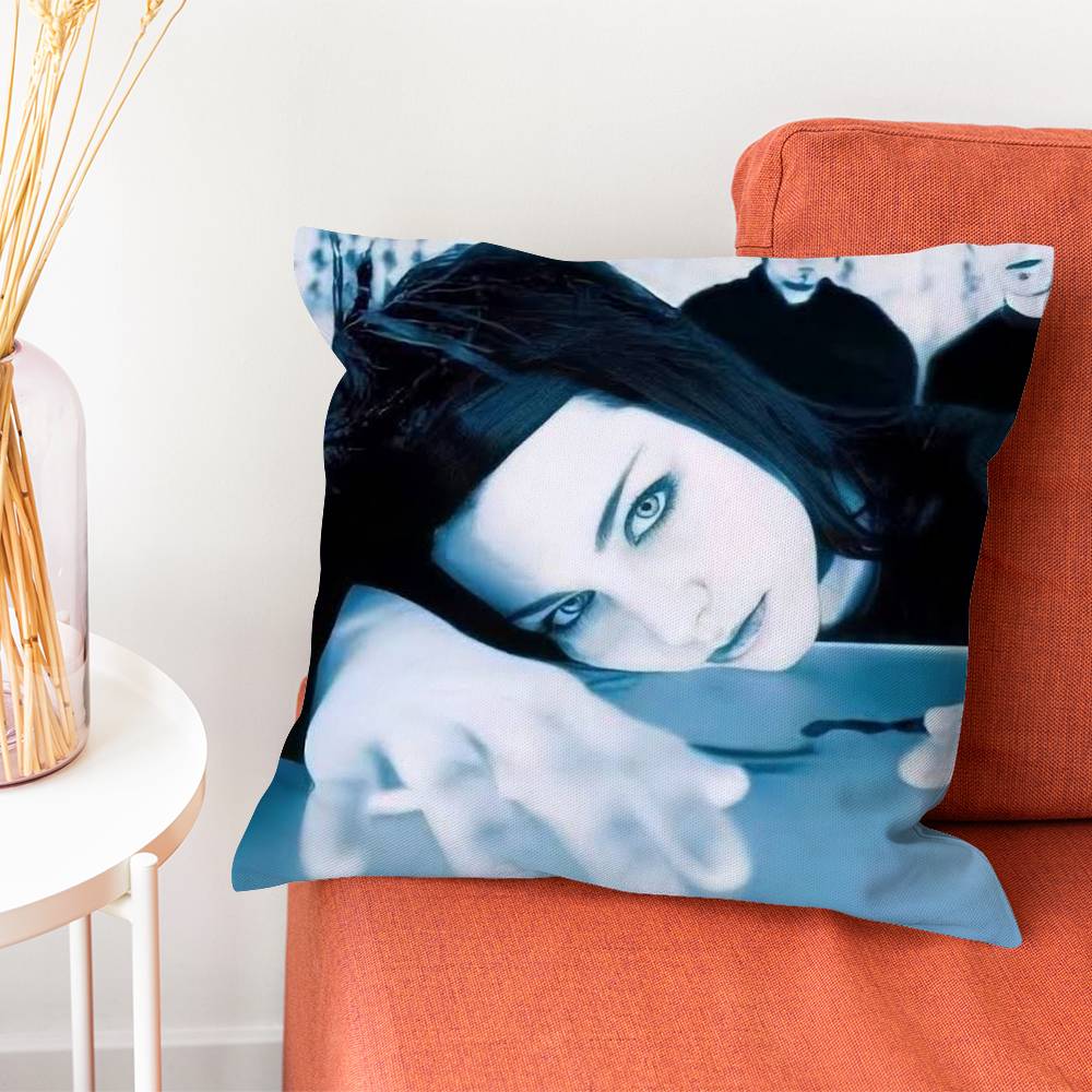 EEvanescence Amy Lee Pillow Case Silky Short Plush With Invisible Zipper Dustproof Sofa Cushion Cover For Home Decor