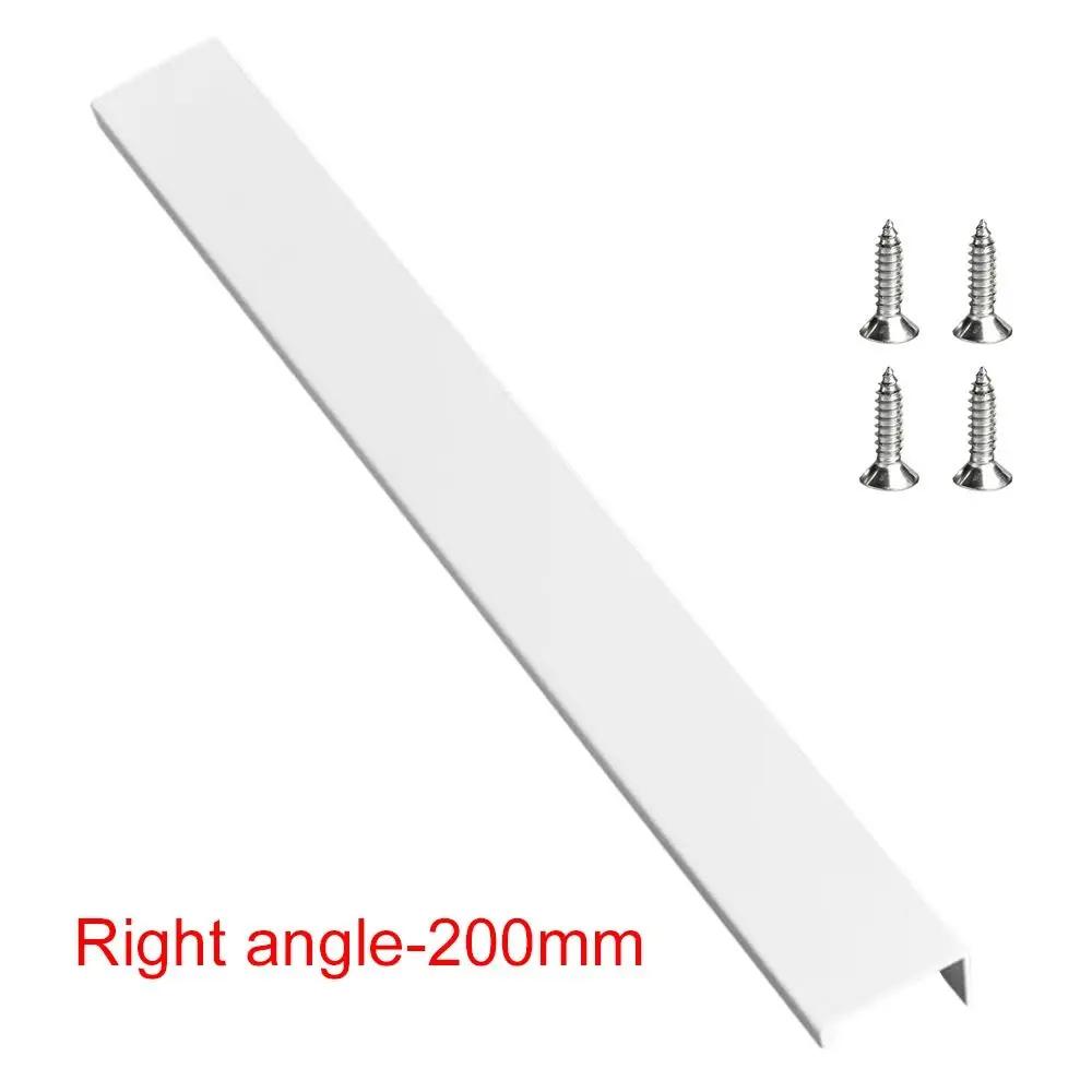80/120/150/200mm White Hidden Cabinet Handles Aluminum Alloy Kitchen Cupboard Drawer Knobs Long Pull Handle with 16mm Screws