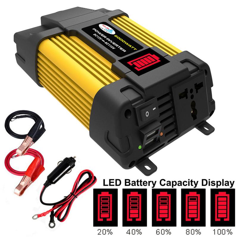 DC12V To AC 220V Modifies Sine Wave Car Power Inverter Dual USB Power Inverter 4000W/6000W Intelligent Digital Display