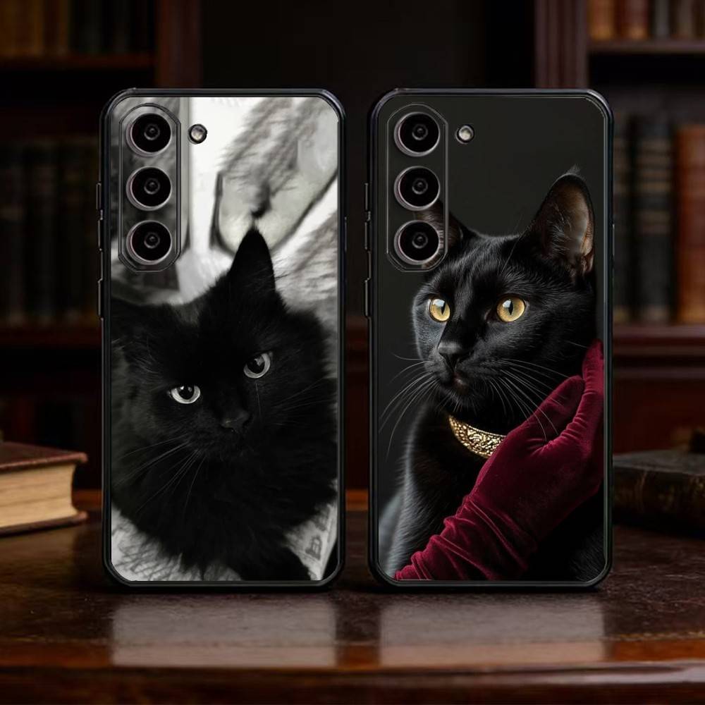 B-Black C-Cat Phone Case For Samsung Galaxy A91,80,73,72 ,71,53,52,32 ,31,22,21s,20,Soft Black Case