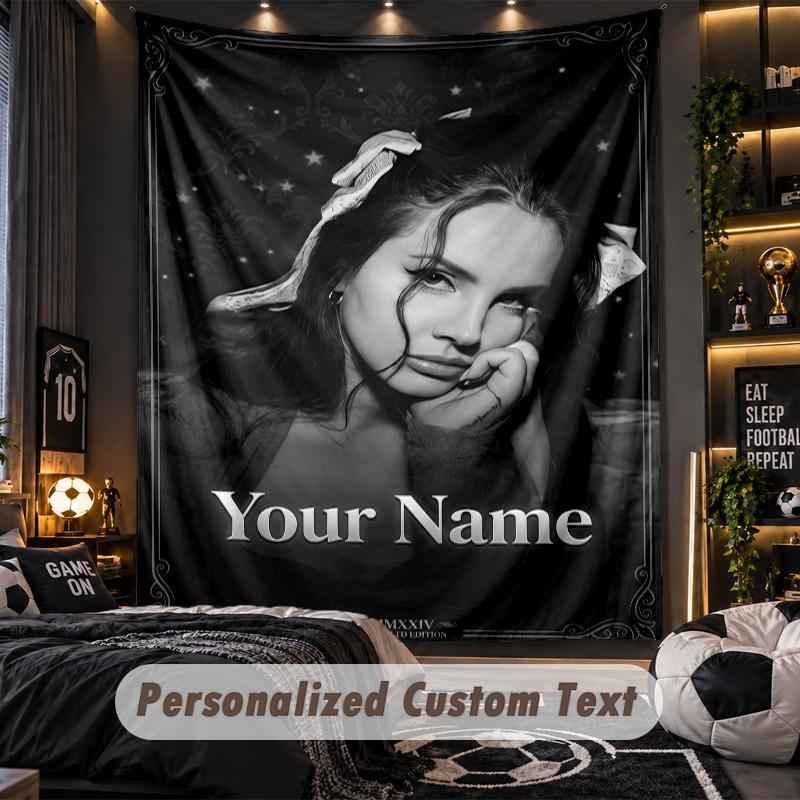 Personalisierte Wandtapisserie, Lana Del Rey Individuell Bedruckter Name, Stoff-Wandkunst für Innenraum-Hintergrund