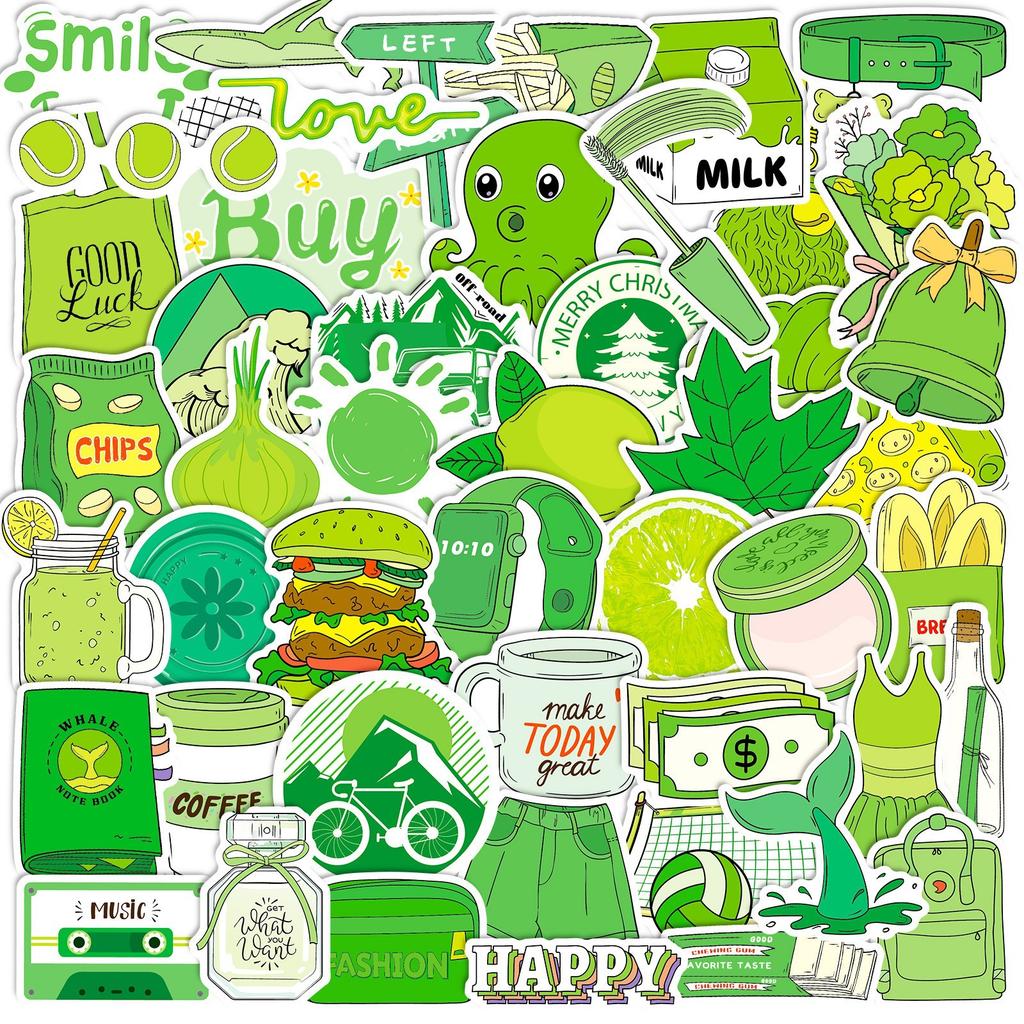 50 US Dollars Green Stickers Small Fresh Girl Green Suitcase Graffiti Stickers