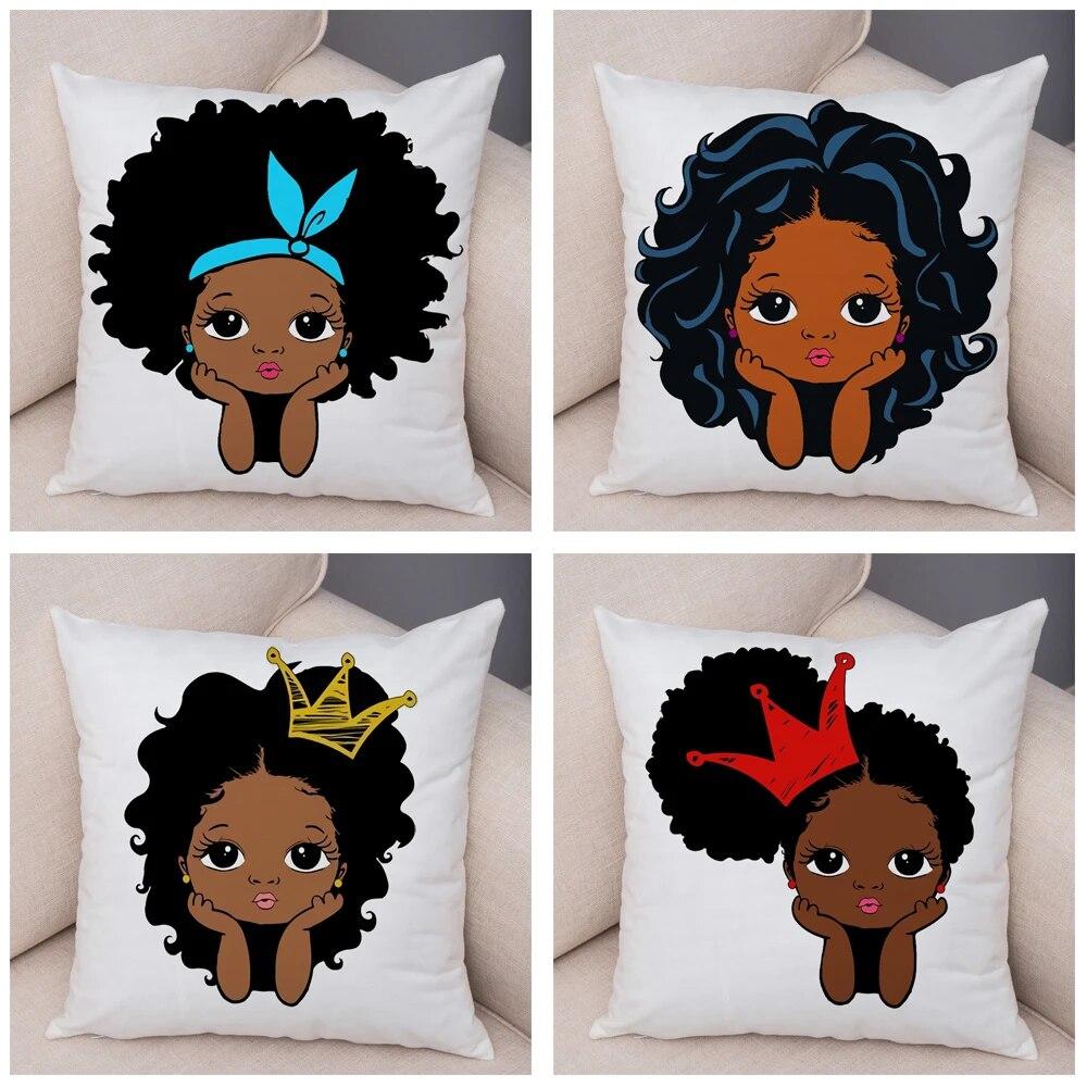 Home Decor African Baby Sofa Cushion Cover Bedroom Home Kids Room Decor Cute Cartoon Girl Pillowcase