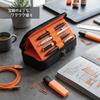 Plus Pen Case Pouch FABFAB Double Compartment Type Black X Orange FL-243CA 98-939