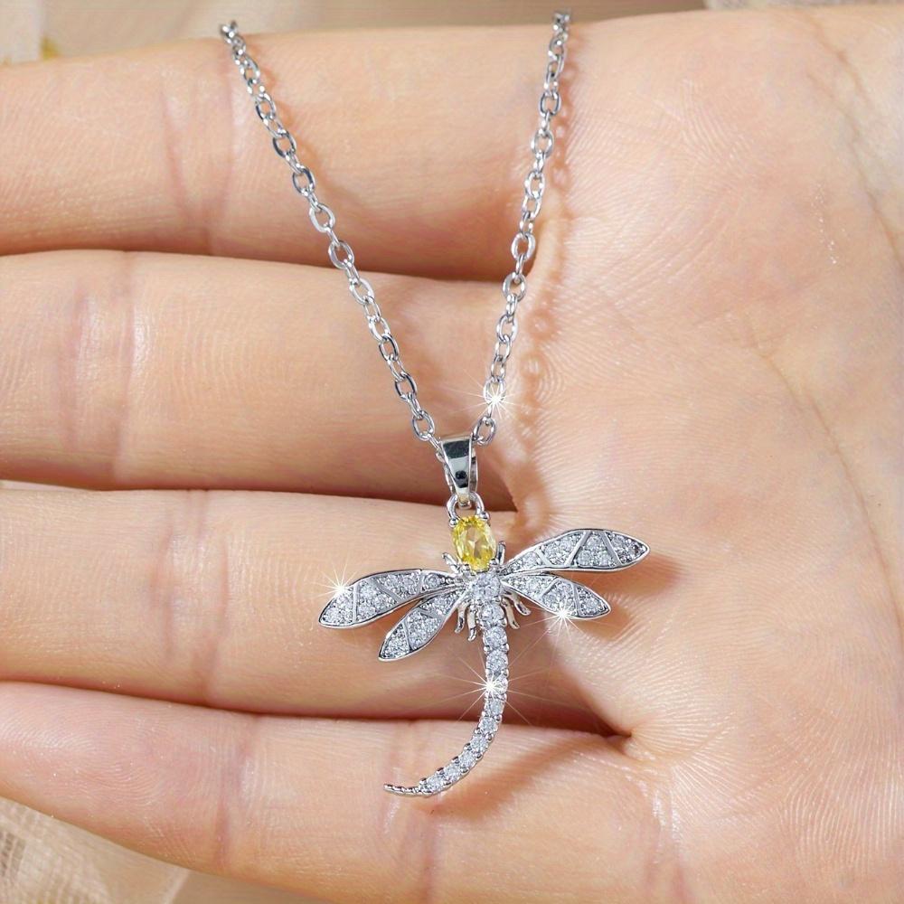 Luxury Geometric Elegant Dragonfly Necklace Women's Wedding Engagement Party Jewelry Accessories