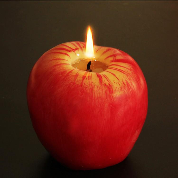 Red Apple-Shaped Smokeless Candle for Christmas Decor